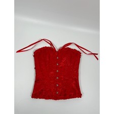 Womens Corset Top S Red Ruffle Ren Faire Fairy Whimsigoth Vamp Cottage Festival