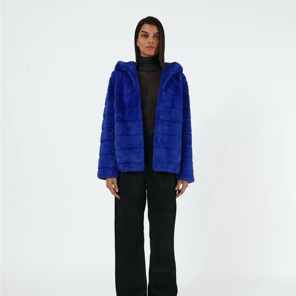 Apparis Goldie Varsity Blue Coat Faux Fur Women’s Sz. M