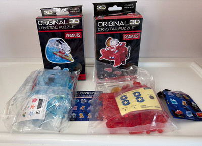 New Open Box Surfing & Red Barron Original 3D Snoopy Puzzle Lot -Mfg Sealed Bags