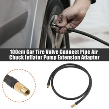Universal 100cm Car Tire Inflator Extension Hose Chuck Adapter Black Copper Tone