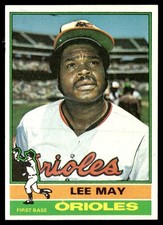 1976 Topps Card Baseball Lee May Baltimore Orioles #210 EX-MT Miscut Back