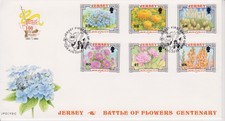 Unaddressed Jersey FDC First Day Cover 2002 Battle of Flowers Set