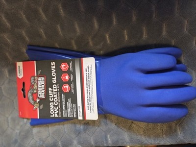 Grease Monkey Long  Cuff PVC Coated Gloves Blue