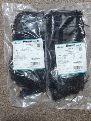 2x 1000pcs Panduit 4'' Dome-Top Barb Ty Black Nylon Cable Tie BT1M-M0 102mm
