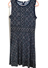 Michael Kors Navy and Green Patterned Dress Size L