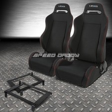 Nrg 2 Type-r Red Stitches Racing Seatlow-mount Bracket For 02-06 Dc5 Acura Rsx
