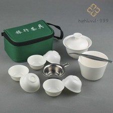 11pcs Chinese Ceramic Travel Kung Fu Tea Set Portable Teacup Set Tea Ceremony