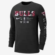 Chicago Bulls LS T-Shirt Nike NBA Men's Black Top - New