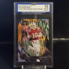 2024 Panini Select - Drake Maye Black & Orange Shock Club Level Gem Mint 10