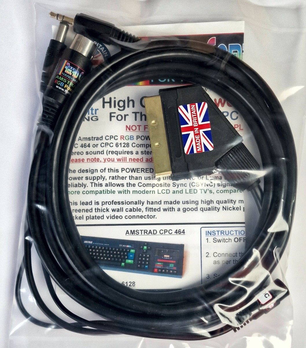 Amstrad CPC 464 & 6128 Computers POWERED RGB Scart Cable TV