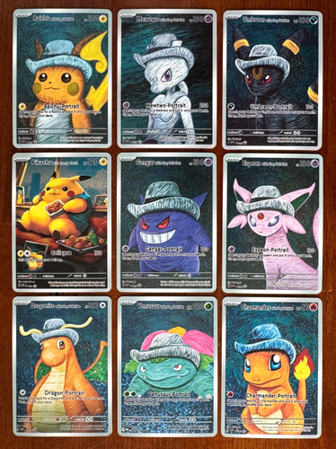 Pokémon Van Gogh Set of Nine (9) "New Style" Holo Cards - Custom Art Cards - DIY - Picture 2 of 12