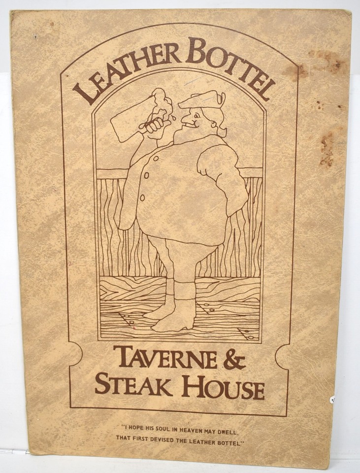 1970s Leather Bottel Taverne Steak House Restaurant Menu Cleveland