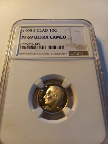 1995 S ROOSEVELT SILVER DIME PROOF NGC PF69 ULTRA CAMEO - GREAT LOOKING COIN