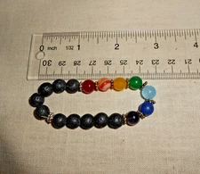 Black Lava Chakra Bead Stretch Bracelet- L17B