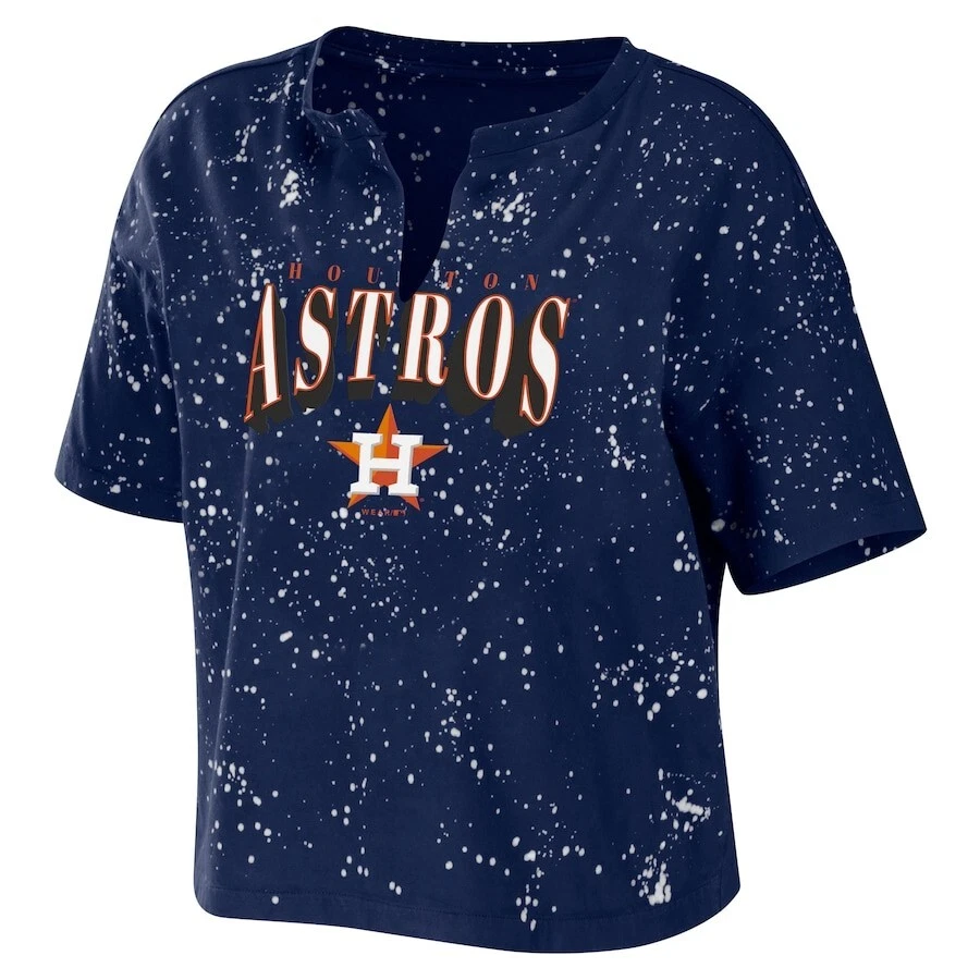 WEAR MLB Houston Astros Bleach Splatter Cropped Top Size Xl - Image 2 of 2
