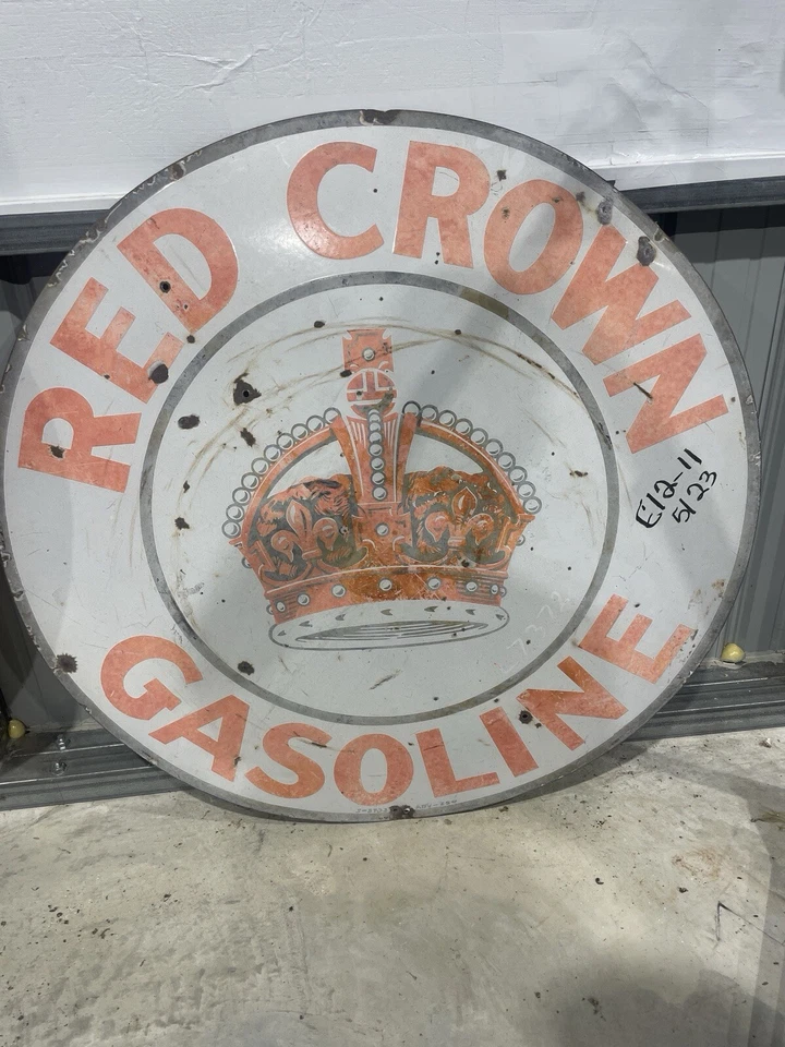 "Letrero grande SSP 42"" corona roja gasolina porcelana" Foto 2 de 4