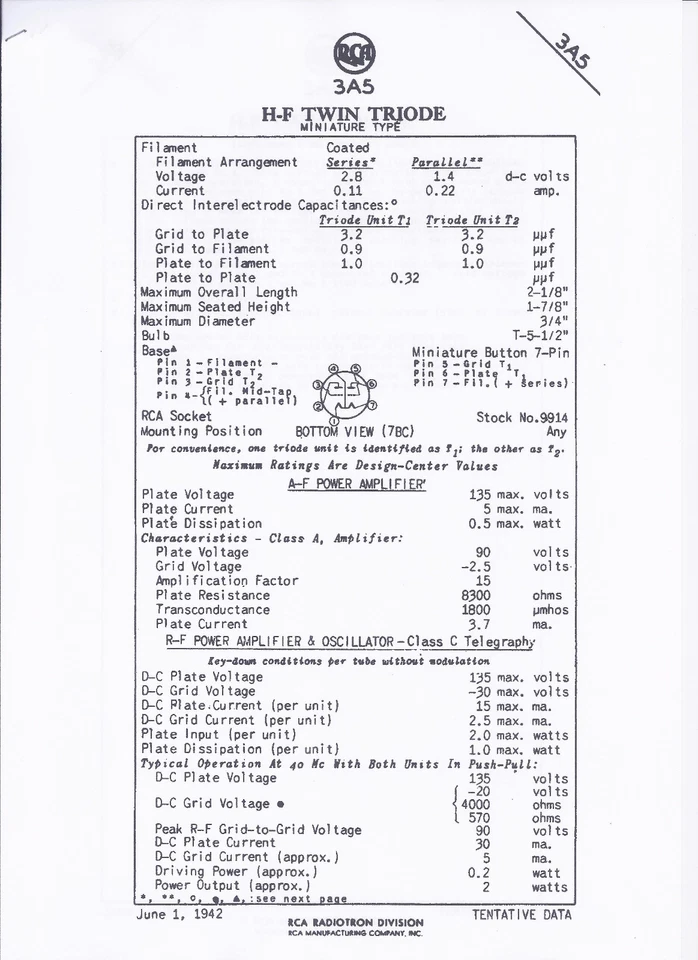 PRE PHONO STEREO RCA con 4 TRIODI a RISCALDAMENTO DIRETTO JRC 3A5 7655 - Imagen 3 de 3