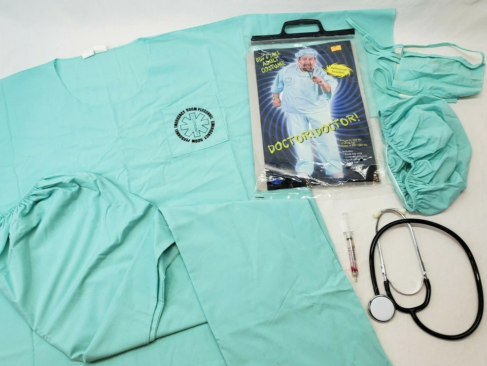 Disfraz de Halloween DOCTOR Unisex Adulto Talla GRANDE y ALTO Máscara Estetoscopio 6 Piezas Foto 3 de 4