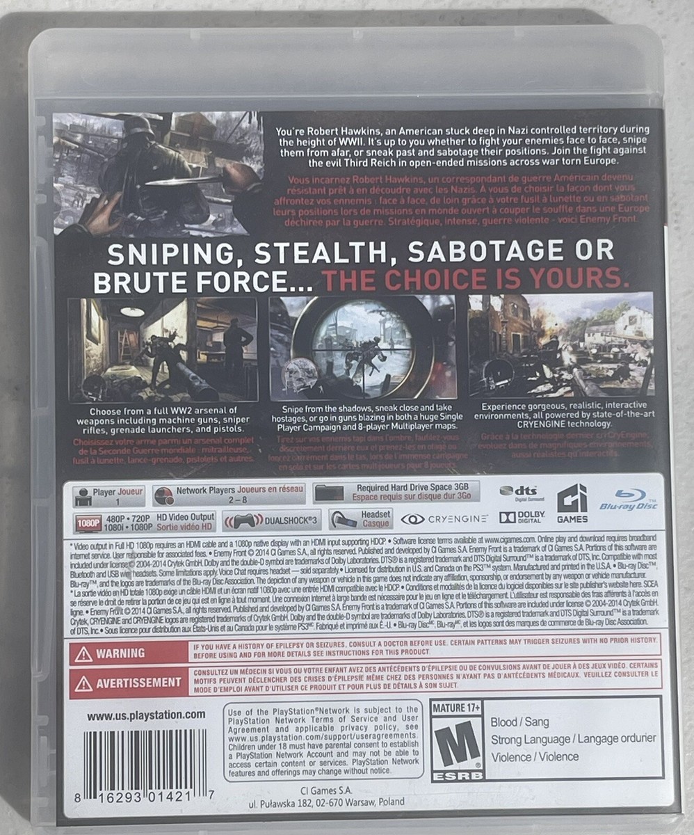 Enemy Front (PlayStation 3) Complete With Manual Tested | eBay