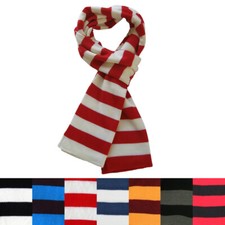 Premium Soft Knit Striped Bar Scarf - Diff Colors Red Gray Blue Yellow Black 