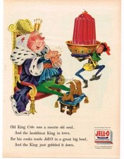 1956 JELL-O Old King Gole Nursery Rhyme art Vintage Ad 