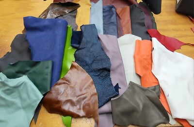 5 Lbs Pounds Upholstery Leather Scrap Mixed Colors for Crafts