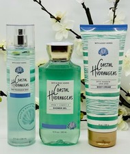 Bath and Body Works Coastal Hydrangeas Fine Mist, Shower Gel, Body Cream 3Pc Set