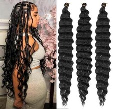30" Deep Wave Crochet Hair Braids Afro Curls Ocean Wave Braiding Hair Extensions