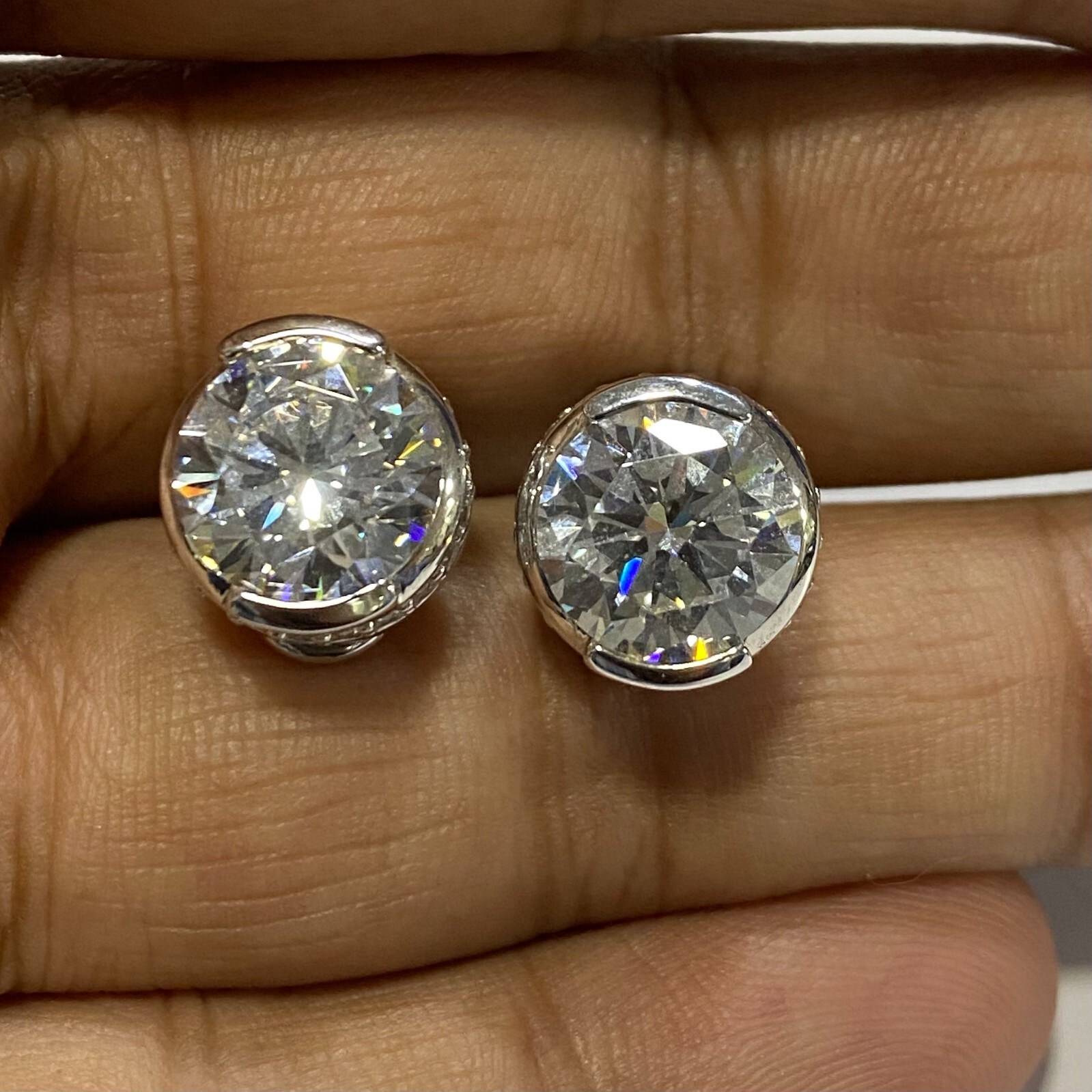 QVC TOVA for Diamonique 8.40 cttw Stud Earrings, Sterling Preowned