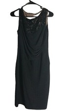 Lauren by Ralph Lauren Black Cocktail Dress 8 Sleeveless Sequins Formal