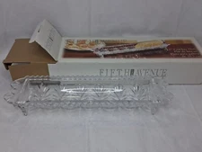 Fifth Avenue Crystal Portico 12" Footed Glass Cracker Bread Serving Dish