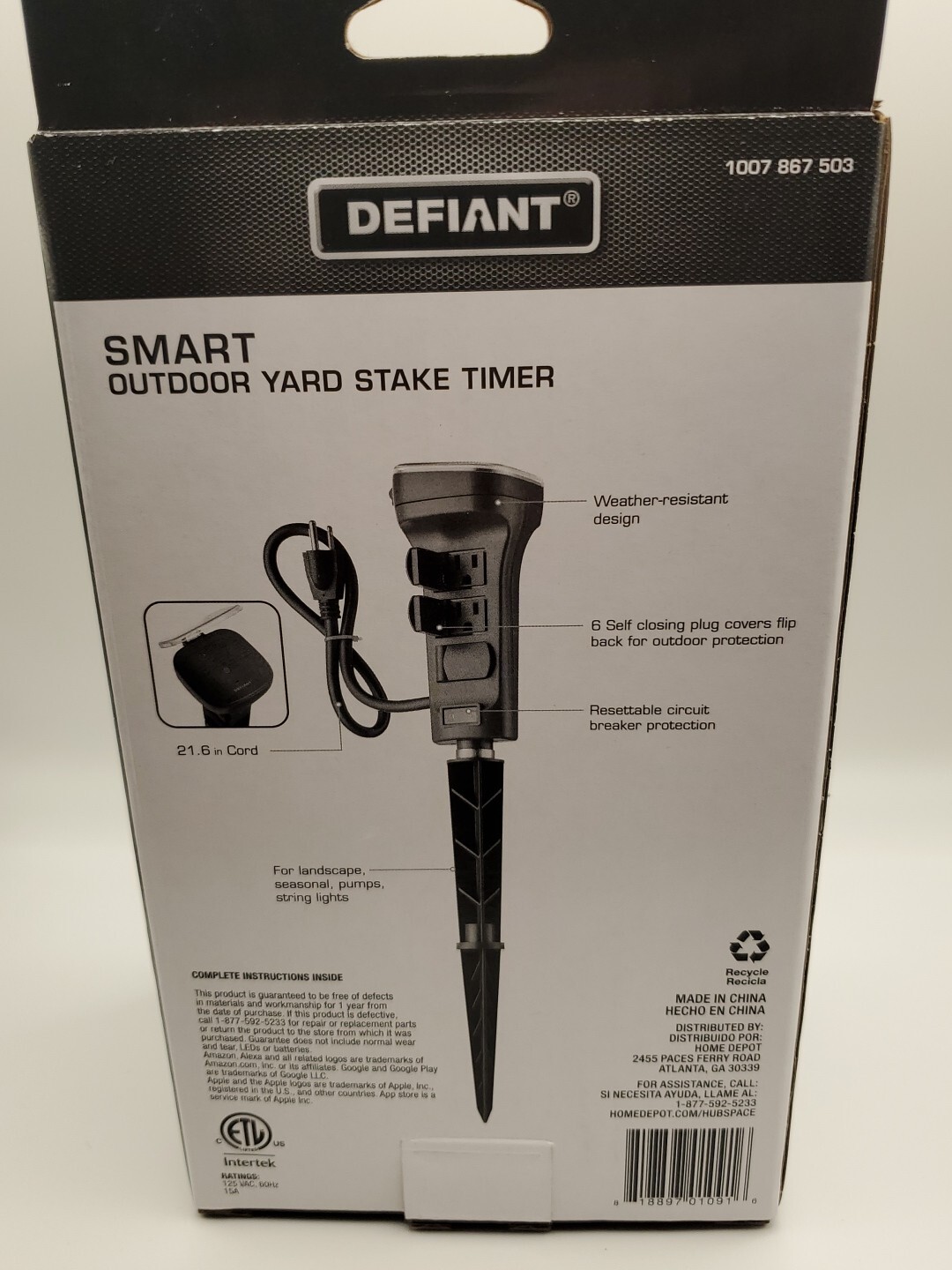 Defiant Smart 6-Outlet Remote Control Alexa Google Hubspace Christmas ...