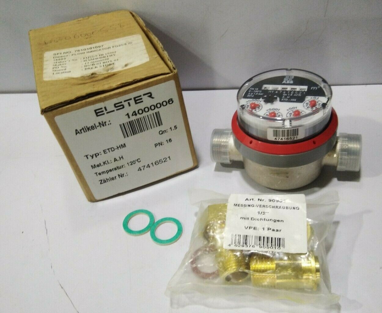 ELSTER ETD-HM FLOW INDICATOR 14000006 120°C PN:16 Qn:1.5m3/h ABB ΔP 1.0BAR