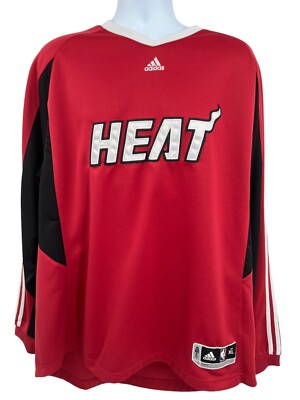 NBA Miami Heat Warm Up Jersey Adidas Clima 365 Long Sleeve Red