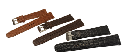 Bracelet De Montre Vintage En Cuir Crocodile Véritable - Largeur 10 Mm, Anses Soudées, Couleur Vert Ou Noir, Occasion