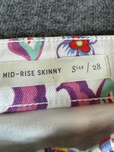 Pilcro and the Letterpress Jeans Size 28 Anthropologie Mid Rise Skinny Floral - Picture 7 of 11