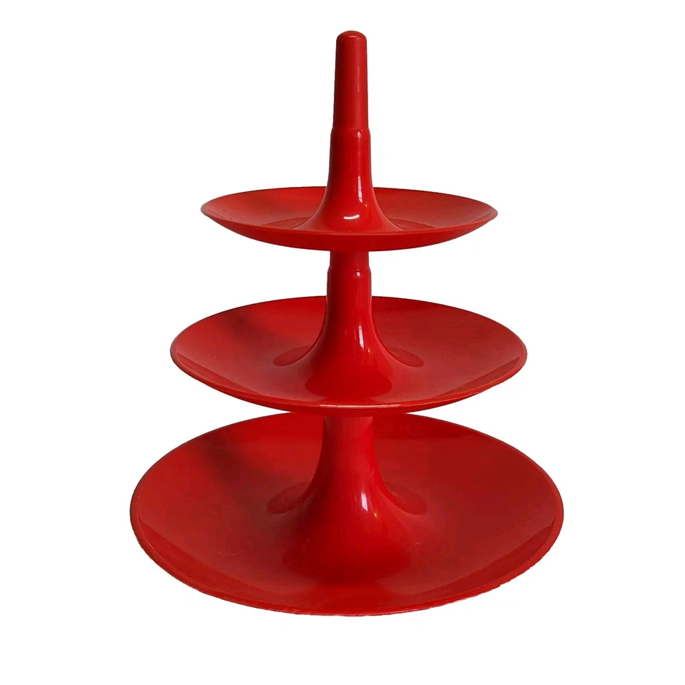 06K21 Antiguo Servidor De Aperitivo Babell De Koziol Rojo Vintage Años 70 - Imagen 2 de 4