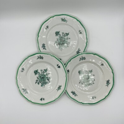 Set of 3 Rosenthal Chippendale Green Bloom Bread Plates Dessert Floral 