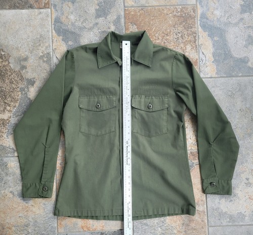 Vietnamkrieg Ära Militär Utility grünes Hemd NSN 8405-00-615-0026 Größe 15-1/2 x 33 - Bild 2 von 7