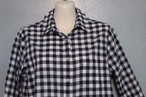 J Crew Navy Blue Gingham Check Classic 