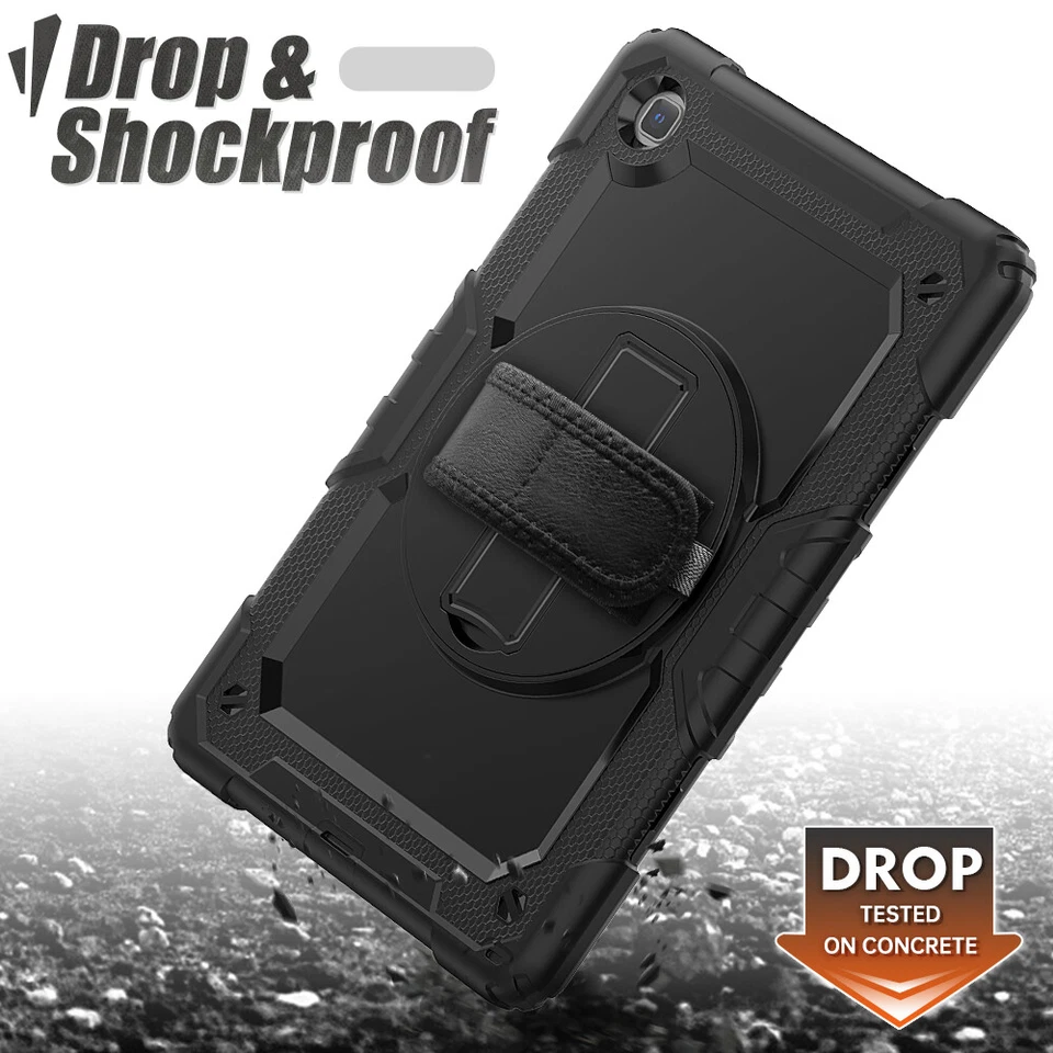 For Samsung Tab A7 10.4 A10.1 A10.5 S7 Shockproof Hybrid Case Kickstand w/ Strap - Image 2 of 4