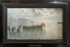 Attilio Pratella (Lugo di Romagna 1856 – Napoli 1949) ”Marina con barche"
