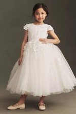 Anthropologie / BHLDN Princess Daliana Floral Appliqué Flower Girl Dress Size 12