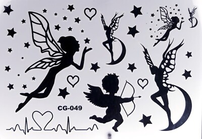 Schwarze Feen und Cherub, Sterne und Herzen CG-049
