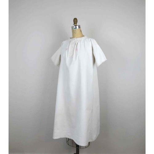 Antique linen chemise night dress shift French embroidered Victorian - Picture 5 of 7