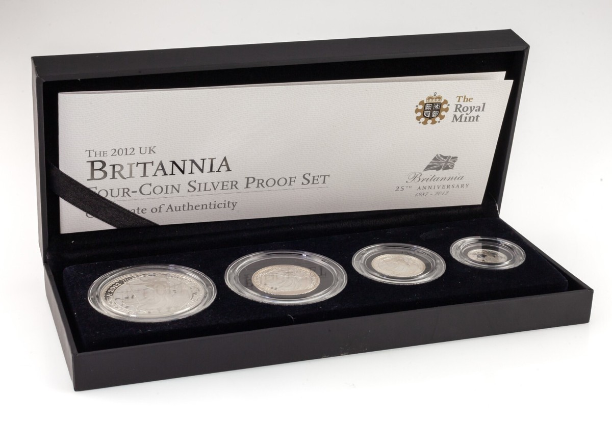 貨幣 2012  Mint Britannia Four Coin 2012 United Kingdom Royal Mint Four-Coin Silver Britannia Proof