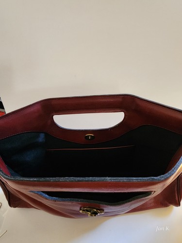Vintage 70s ETIENNE AIGNER Handmade Leather Handbag Clutch Bag Hinge OXBLOOD - Picture 6 of 8