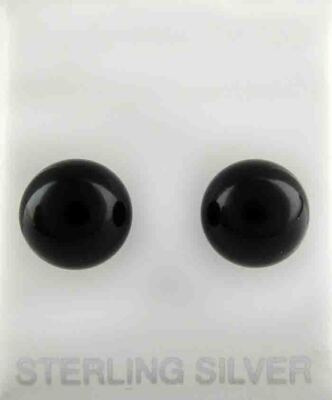 ECHTE SCHWARZE ONYX OHRSTECKER .925 SILBER - Neu mit Etikett - SCHRAUBRÜCKEN