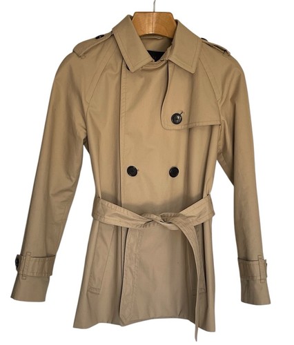 Coach New York Women's Belted Short Trench Over Coat Beige Size M Classic