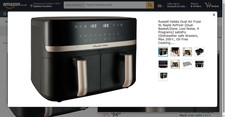 Russell Hobbs Dual Air Fryer 9L Rapid Airfryer [Dual Basket/Zone, Low-Noise, 9 P